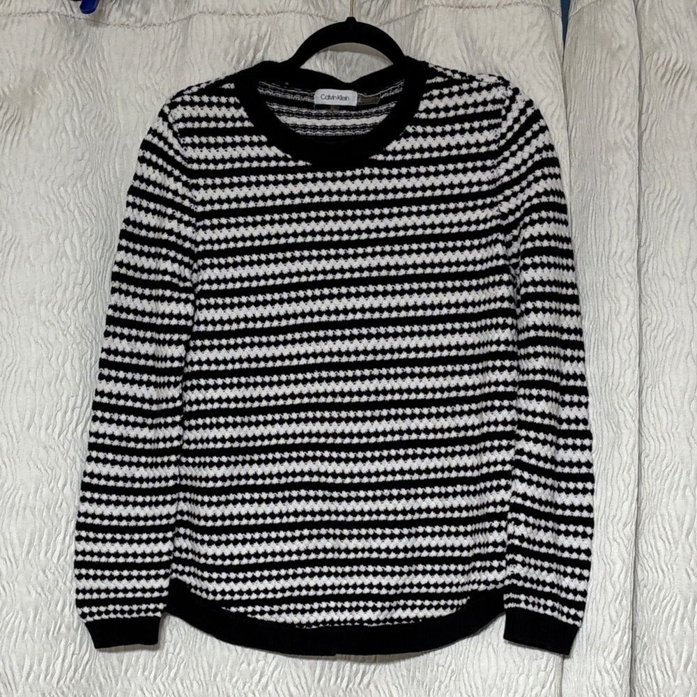 Calvin Klein 100% Cotton Striped Patterned Sweater- Size M